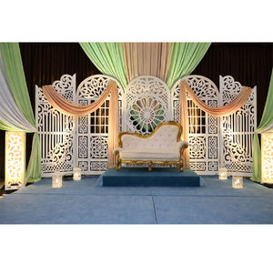 Moroccan Traditional Luxury Fiber Laser Cut Panels Customized Wedding Backdrop Frames for <b>Mehndi</b> Sangeet Events Factory Sale - Product Image 1