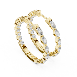 Pendientes de Aro con Moissanita Corte Marquesa, Plateados en Platino, Plata de Ley 925, Certificados GRA, Joyería Fina Clásica de Lujo para Mujer - Product Image 2