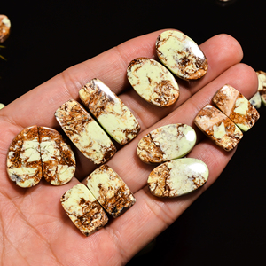 Crisoprasa de Limón Natural Grado AAA, Par de Cabujones de Cuarzo, Piedra Preciosa Suelta para Fabricación de Joyas al por Mayor - Product Image 3