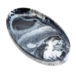 Ensaladera de resina ecológica hecha a mano de forma redonda con patrón de remolino Aqua para uso doméstico y hotelero - Product Image 2