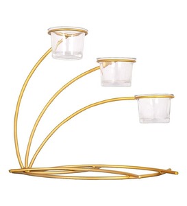 Gold Vintage Metal Brass Candle Holders <b>Lanterns</b> and Candle Stand <b>Set</b> for Wedding Dinner Table Decor - Product Image 2