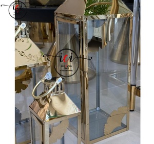 Linterna de suelo de diseño único con acabado dorado de lujo festivo Ramadán Eid Hajj vajilla decorativa para fiestas decoraciones de mesa - Product Image 2