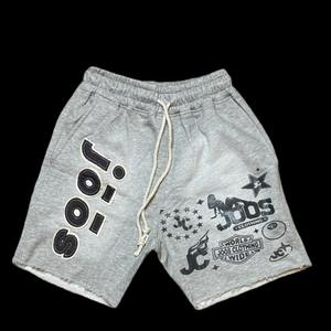 Cut and Sew Edge Sweat <b>Shorts</b> Distressed Embroidery <b>Vintage</b> Sun Faded Heavyweight Cotton Sweat <b>Shorts</b> for <b>men</b> <b>Men's</b> <b>Shorts</b> - Product Image 3