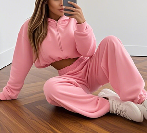 Conjunto de Sudadera con Capucha y Pantalones de Chándal de Dos Piezas para Mujer, Venta al por Mayor, Ropa Casual Personalizada 2026, Conjunto de Algodón para Mujer - Product Image 2