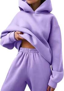 Conjunto de moda para mujer 2025, chándal de moda para mujer, conjunto de dos piezas de algodón de gran tamaño con logotipo personalizado, conjunto de 2 piezas transpirable para mujer - Product Image 4