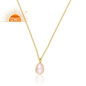 Dernier modèle Collier pendentif en argent sterling 925 plaqué or 18 carats avec pierre naturelle et perle Demi Fine Jewelry Manufacturer - Product Image 2