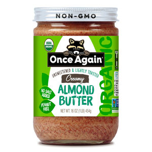 Mantequilla de Almendras Orgánica Suave y Ligeramente Tostada de Primera Calidad, en Frascos de 16 oz, Caja de 6 Unidades, Sin Sal, Sin Azúcar, Again Nut Butter - Product Image 1