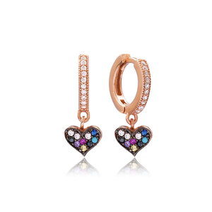 Mix Stone Heart Design Turkish Wholesale <b>Handmade</b> 925 Sterling Silver Jewelry <b>Earrings</b> for Women Jewelry - Product Image 1