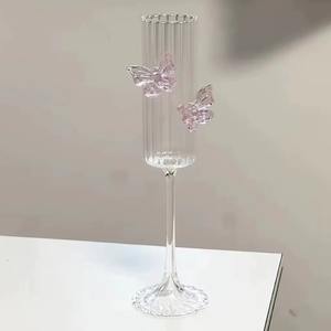 Copas de vino de cristal que elevan el estado de ánimo y la atmósfera sin esfuerzo, copa de vino con acento de mariposa que mejora el placer visual - Product Image 5