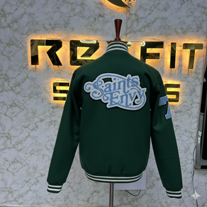 Comfortable Size Custom Printed Embroidered Wool and Silk Men's Jacket with <b>Covered</b> <b>Button</b> Closure versity jackets men jackets - Product Image 4