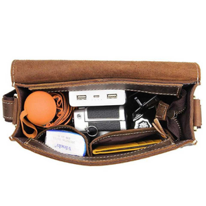 Sac à bandoulière en cuir véritable indien imperméable avec fermeture éclair, sac à bandoulière pour ordinateur portable de bureau, style vintage fait à la main, sac à bandoulière quotidien - Product Image 4