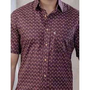 Camisa de Hombre de Manga Corta 100% Algodón Estampada, Casual y de Esmoquin, Corte Ajustado, Tejido Popelina Transpirable, Moda ODM - Product Image 2