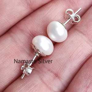 Handmade Freshwater Pearl Sterling <b>Silver</b> <b>Stud</b> <b>Earrings</b> Elegant Pearl Jewelry for Her for Bridal & Gift - Product Image 3
