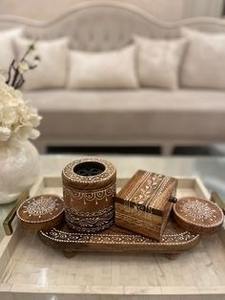 Ensemble de brûleur à bakhoor imprimé à la main, brûleur à encens en bois pour la décoration de la maison et les produits de parfum par faizacraft - Product Image 2