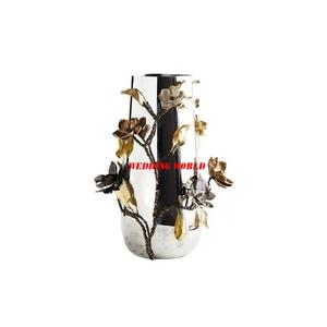 Vase à fleurs en métal de créateur fini argent porte-fleurs de créateur fait à la main pot de fleur en métal de vente en gros élégant classique - Product Image 1