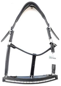 บังเหียนหนังแบบมีโครงสร้างตามหลักกายวิภาค ช่วยลดแรงกด พร้อมแผ่นรองนุ่ม สายรัดจมูกคริสตัล ออกแบบตามหลักสรีรศาสตร์ สำหรับม้าขี่เดรสสาจและกระโดดข้ามเครื่องกีดขวาง - Product Image 5