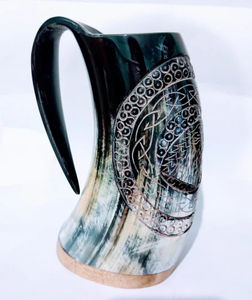 Taza Clásica de Cuerno, Artesanía Tallada y Pulida, Textura Natural Exquisita, Ecológica, Estilo Animal Indio, para el Hogar - Product Image 4