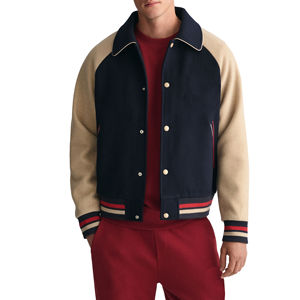 Venta directa de chaqueta Varsity de lana para hombre, chaqueta de béisbol universitaria de estilo Letterman de invierno con cuello levantado personalizado de la mejor calidad para hombre - Product Image 1