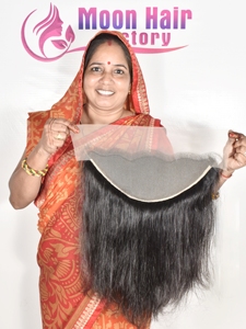 Prix de gros, cheveux humains indiens bruts populaires, frontal droit, soyeux, lisse, brillant, aspect naturel, texture disponible par l'exportation - Product Image 6