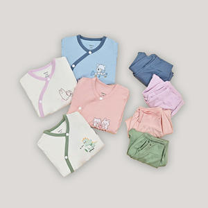 <b>Baby</b> Set ALB06 Cute Cartoon Pattern Long Sleeve Side <b>Button</b> Breathable Knitted Fabric Bamboo Spandex Unisex - Product Image 6