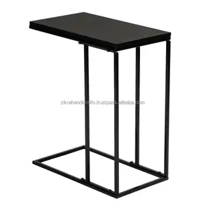 Furnitur Meja Kopi Persegi, Dicat Finishing dengan Desain Kayu Atas Baru Bentuk Persegi Klasik Meja Samping Hitam Desain Modern