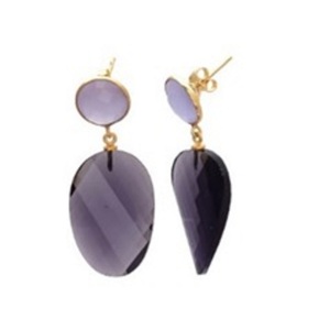 อเมทิสต์ต่างหูทรงกลมและรูปทรงลูกแพร์,พลอยโมราลาเวนเดอร์แท้925 - Product Image 1