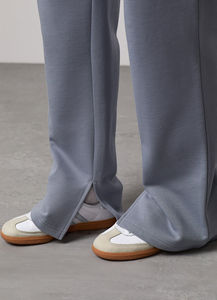 Joggers de pierna recta gris de alta calidad para mujer, tela de tacto suave de lana de felpa, pantalones de chándal de algodón 100% para mujer, pantalones y pantalones para mujer - Product Image 3