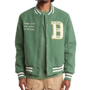 2024 OEM venta al por mayor logotipo personalizado bordado Vintage chaqueta de cuero de manga Varsity chaqueta para hombres - Product Image 2