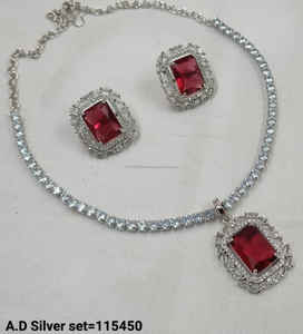 Ensemble de bijoux de mariée en diamant américain classique Collier et boucles d'oreilles en deux pièces pour mariage Style classique à la mode - Product Image 3