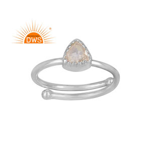 Best Selling Sterling Silver Triangular <b>Crystal</b> Quartz Set Fine 925 Silver Designer <b>Ring</b> Jewelry Manufacturer - Product Image 1