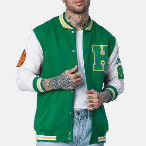 Precio asequible, cómodo Material de lana, parches bordados, chaqueta Varsity, recién llegado, chaqueta de béisbol clásica de pieza fresca - Product Image 1