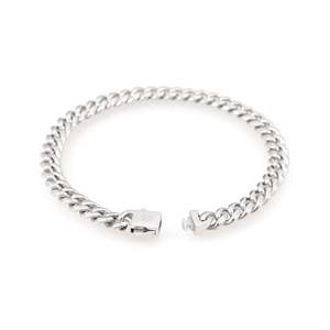 Pulsera de Eslabones Cubanos de 6mm, Plateada en Rodio, Chapada en Oro de 18K, Oro Rosa, Material de Diamante Moissanita, Religiosa, para Regalos y Fiestas - Product Image 1