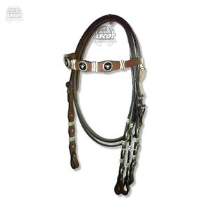 New Horse Fancy Headstall Bridle en cuir pur avec Silver Concho Rawhide Knotting en gros - Product Image 1