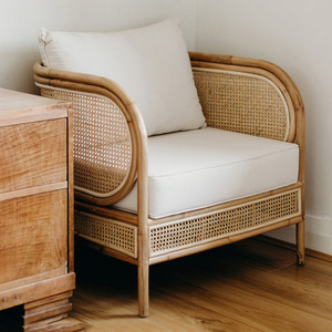Liza Rattan Garden <b>Chair</b> with <b>Teak</b> Solid Wood Material and Chusion for Indoor Outdoor Use. - Product Image 2