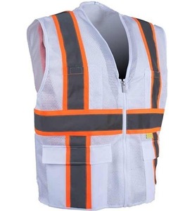 Veste fluorescente en polyester à fermeture éclair pour hommes personnalisée avec gilet de sécurité en maille réfléchissante respirant et logo-Poches incluses - Product Image 1