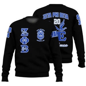 Sudadera Azul con Cuello Redondo de la Hermandad Zeta Phi Beta 1920, Ropa Griega para Mujer, Sudadera Bordada - Product Image 3