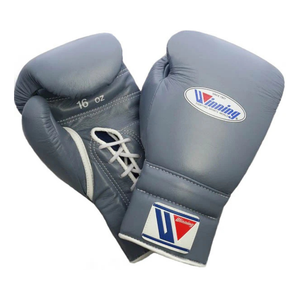 Gants de boxe à lacets Winning, gris, cuir véritable, gants de boxe professionnels pour l'entraînement et le sparring, fabriqués à la main, style japonais, 8oz 16oz - Product Image 1