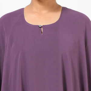 Venta al por mayor Simple Elegante Púrpura Abaya Personalizado Modesto Ropa Islámica para Mujeres Color Sólido Abaya Vestidos Musulmanes - Product Image 5