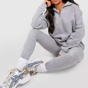 Custom Women’s <b>Zip</b>-Up Tracksuit Set – Logo Sweatshirt & <b>Trouser</b> 2 Piece Outfit | Summer Fitness Tracksuit - Product Image 3