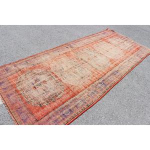 Tapis turc vintage, grand tapis de 4,5 x 10,7 pieds, tapis uni rouge et bleu - Product Image 2