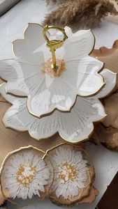 Plateau rond à fruits et à thé en résine coloré à 3 niveaux fait à la main avec taille personnalisée pour la décoration de la maison - Product Image 2