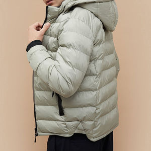 Chaqueta Acolchada Ligera y Empacable Color Caqui para Hombre, con Capucha Desmontable, Impermeable, Térmica, Chaqueta Acolchada para Hombre - Product Image 3