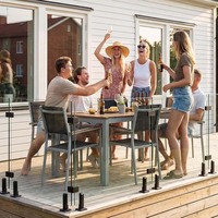 Mini-poteau en acier inoxydable HIMOWAY METAL à point d'ancrage pour balustrade de terrasse, systèmes de balustrade en verre, balustrade de balcon extérieur