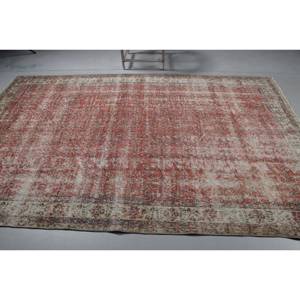 Grand tapis turc vintage de 6,2 x 9,6 pieds, tapis en laine marocaine rouge - Product Image 3