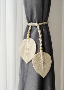 Soporte para Cortinas de Macramé con Diseño de Hoja, Decoración Minimalista, Soporte para Cortinas, Tratamiento de Ventanas Moderno - Product Image 3