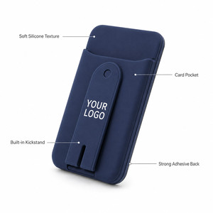 Portefeuille de téléphone en silicone avec logo personnalisé, support intégré, porte-cartes adhésif pour téléphone portable, portefeuille adhésif pour smartphones - Product Image 2
