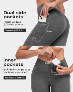 Leggings con bolsillos para mujer, cintura alta Control de barriga Entrenamiento Pantalones de yoga Tela de polialgodón Elástico Rise High Rise - Product Image 6