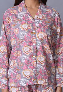 Conjunto de pijama de algodón con estampado de bloques: ropa de dormir india, regalo de verano para su dama de honor Pj Lounge Wear - Product Image 5