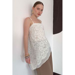 Blusa Asimétrica con Tirantes de Encaje - [object Object] - Product Image 1