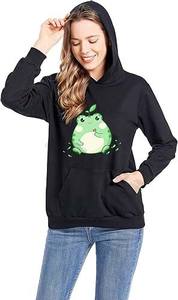 เสื้อสเวตเชิ้ตมีฮู้ดสำหรับผู้หญิงผ้าฝ้ายลายกราฟิกมีสไตล์เกาหลีลำลองน่ารัก - Product Image 2